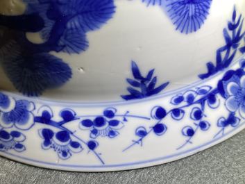 A Chinese blue and white 'Three friends of winter' bowl, Kangxi mark and of the period